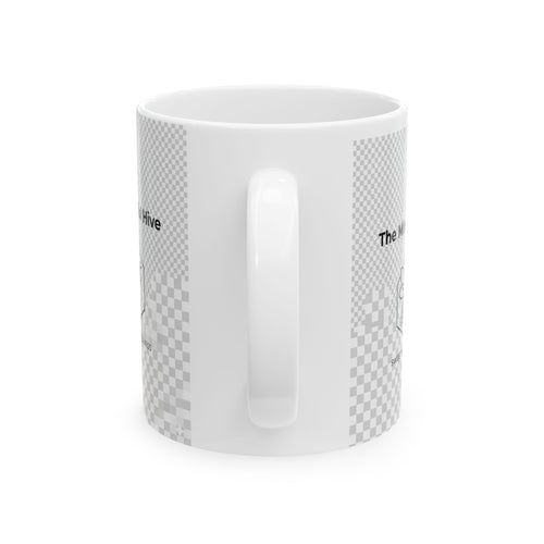 Ceramic Mug — 'The Hive' Minimal Checkerboard Coffee Mug (11oz/15oz)