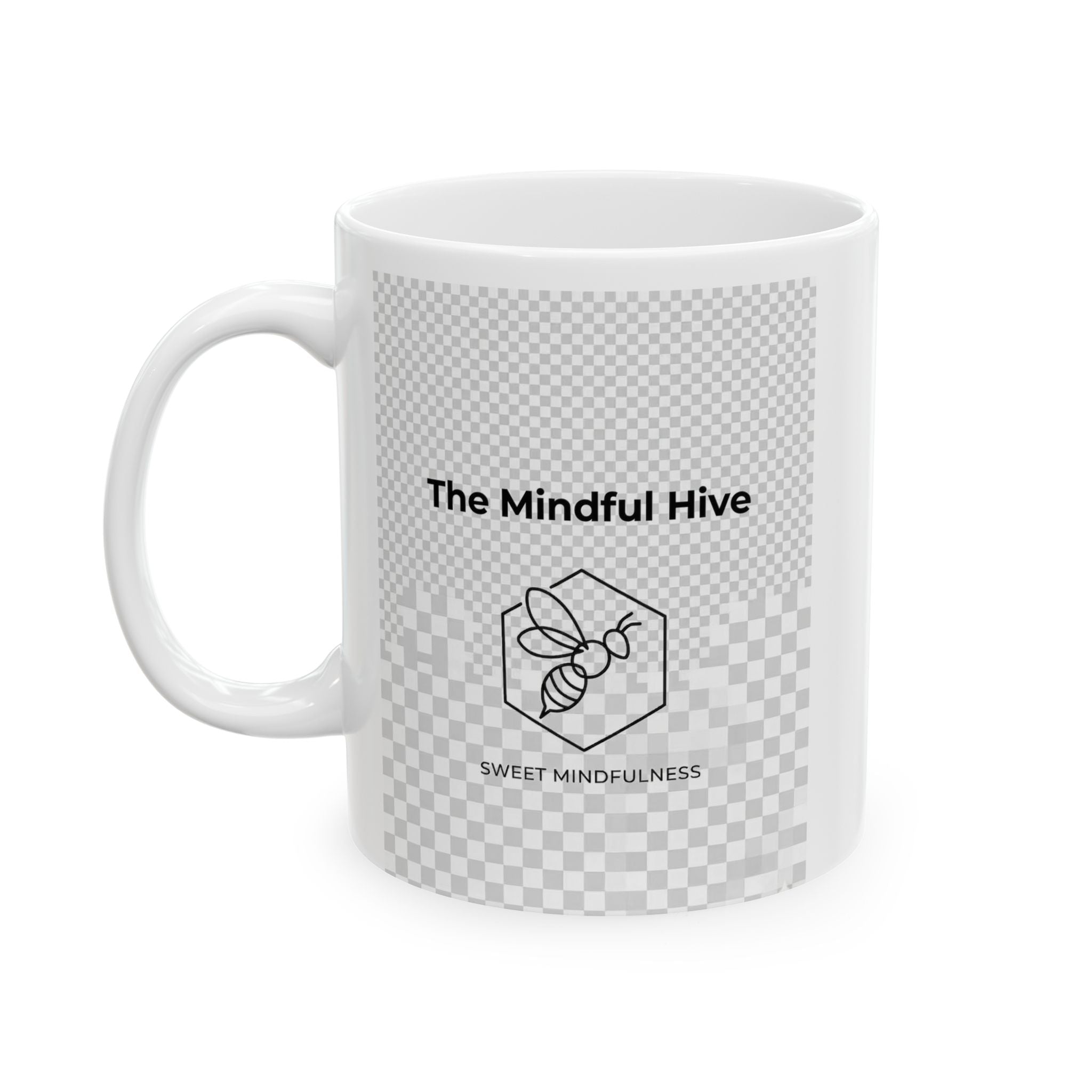 Ceramic Mug — 'The Hive' Minimal Checkerboard Coffee Mug (11oz/15oz)