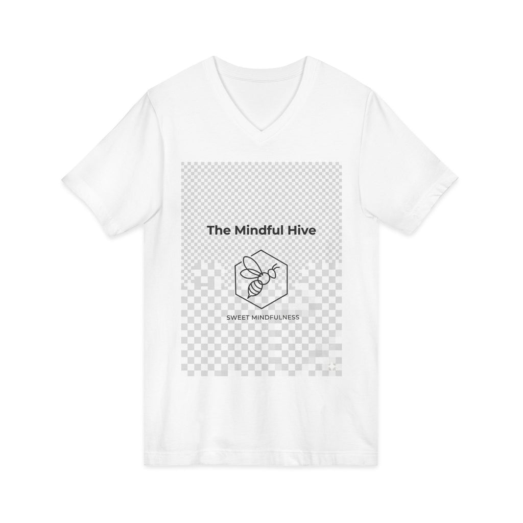 Mindful Hive V-Neck Tee — Bee Logo Meditation Shirt
