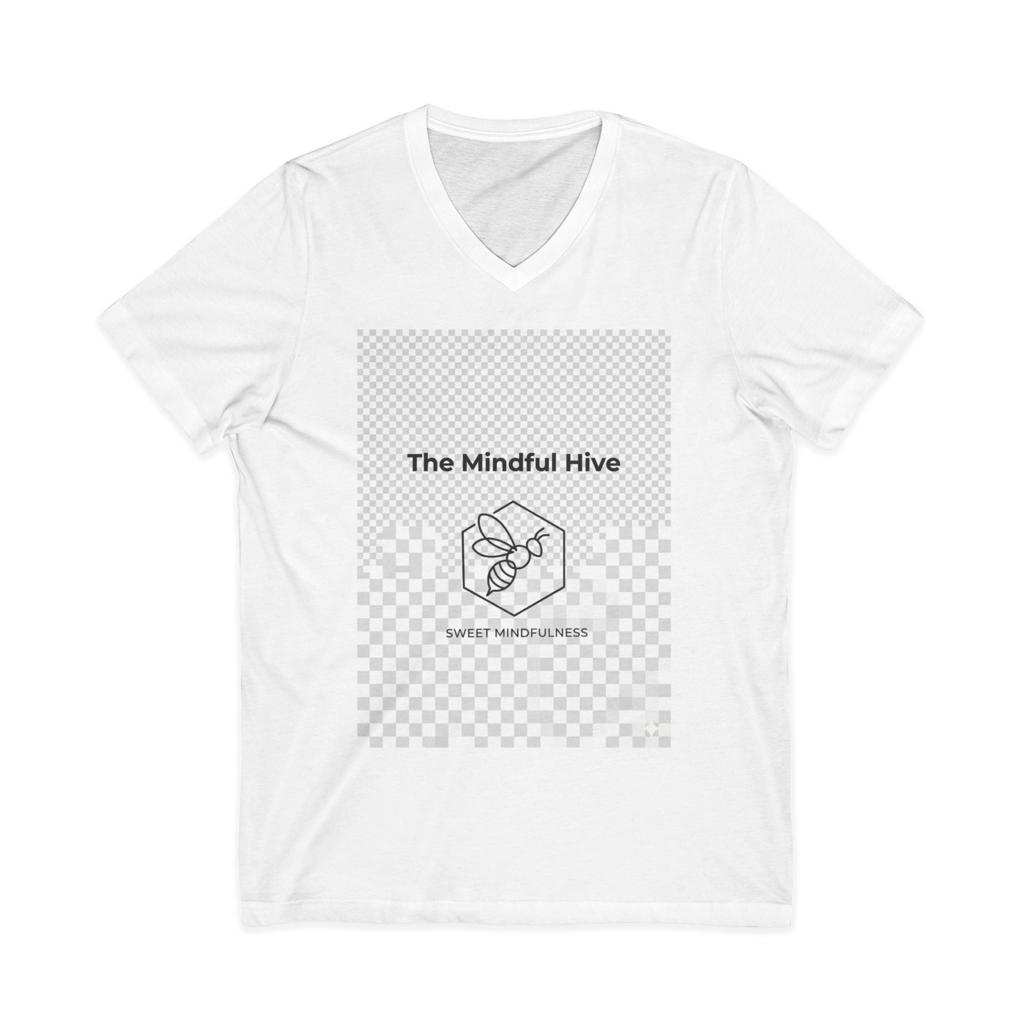 Mindful Hive V-Neck Tee — Bee Logo Meditation Shirt